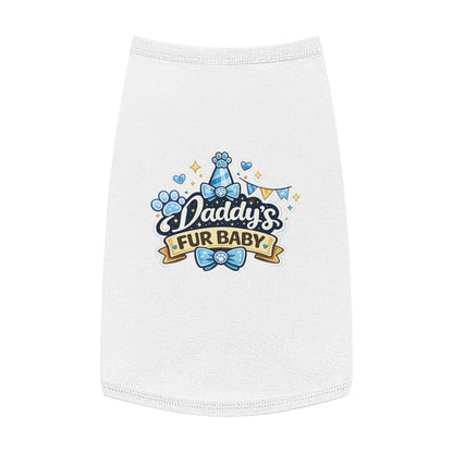 Pet Tank — "Daddy's Fur Baby" Blue Bow Paw Print Dog Tank Top
