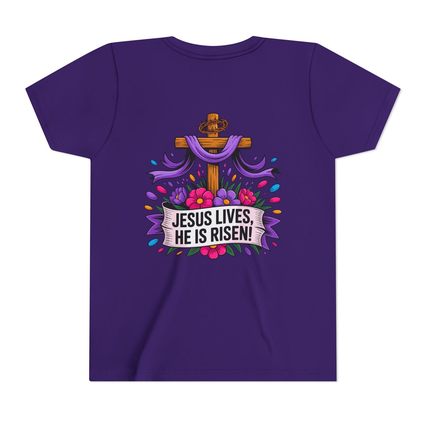 Youth Tee — "Jesus Lives, He Is Risen!" Easter Christian Tee