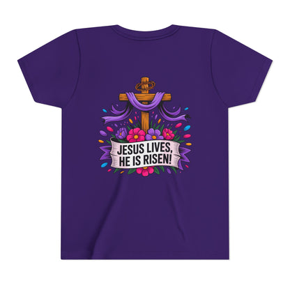 Youth Tee — "Jesus Lives, He Is Risen!" Easter Christian Tee