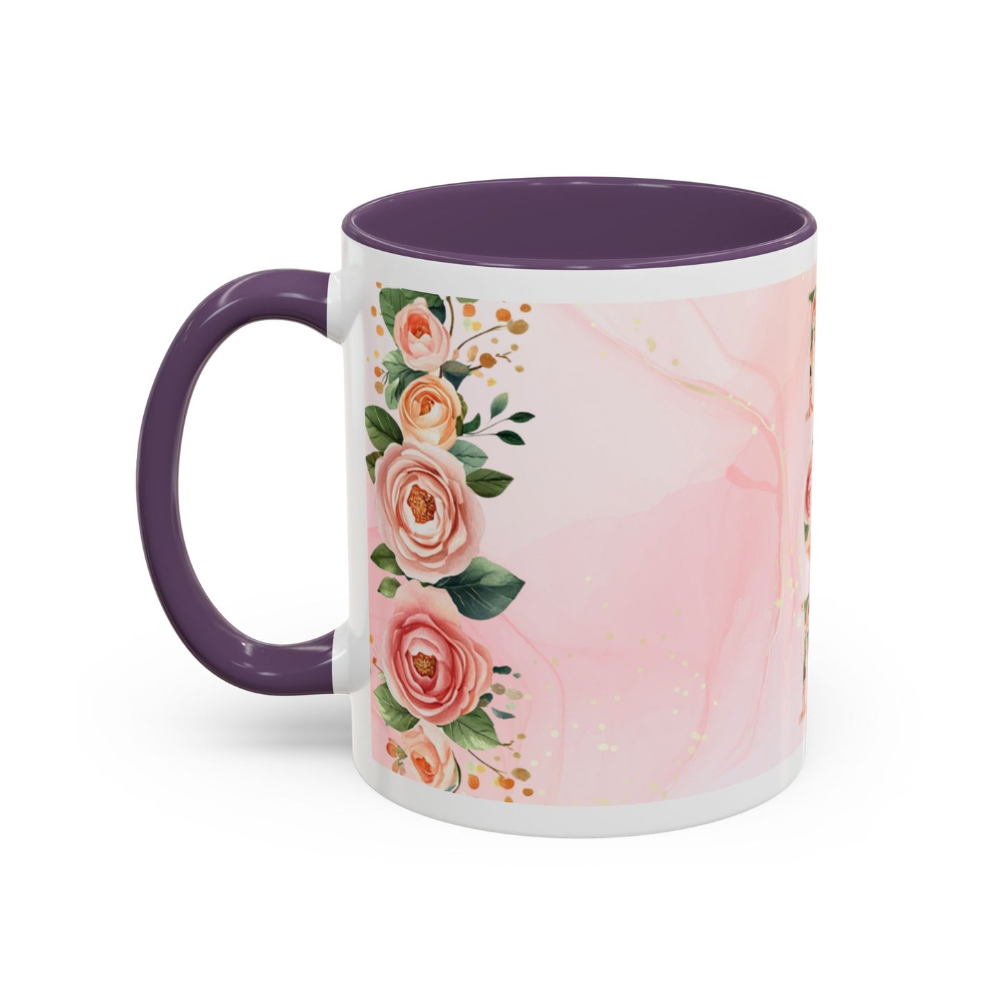 Mom Floral Accent Coffee Mug – Pink Rose Mother's Day Gift (11/15 oz)