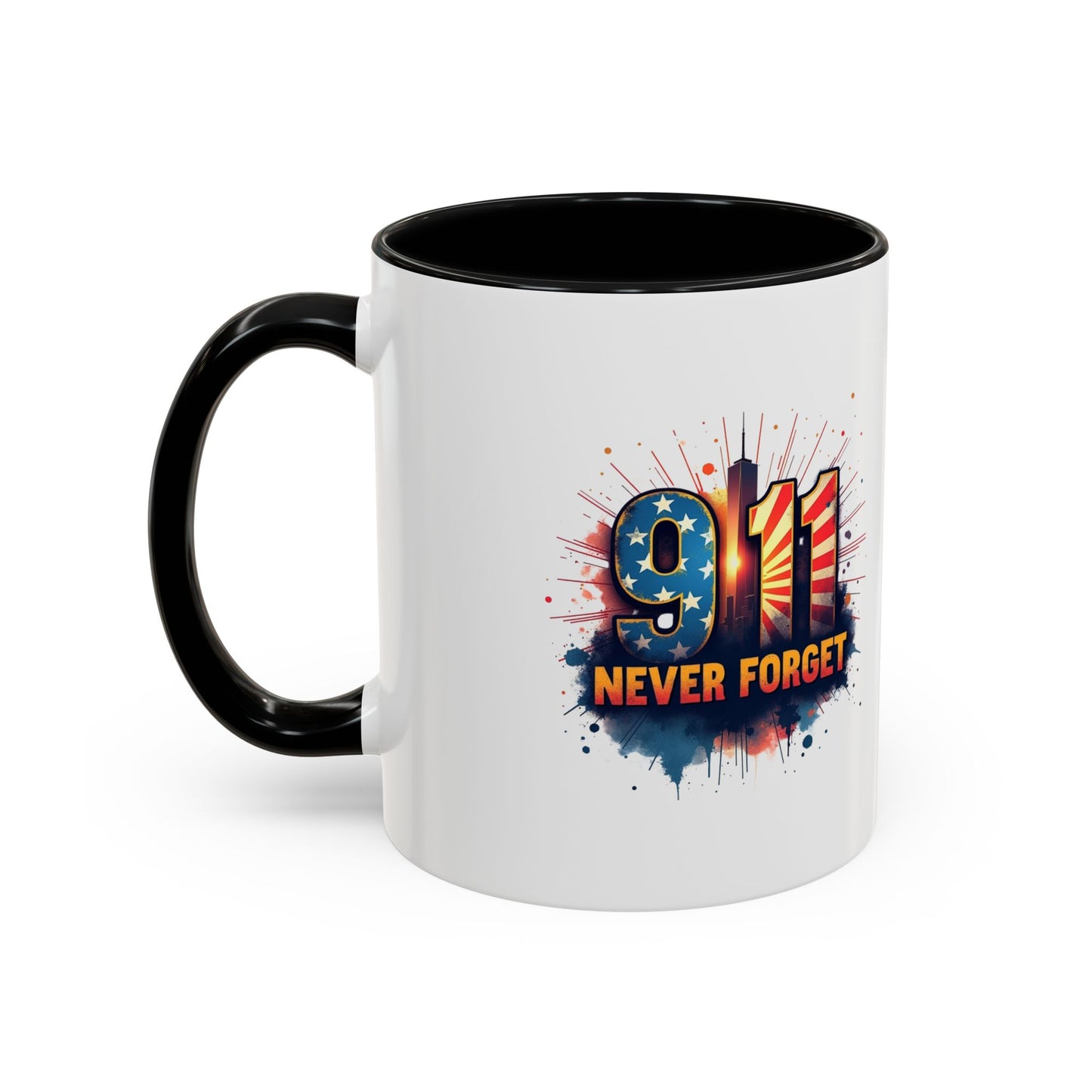 9/11 Never Forget Coffee Mug — Patriotic Memorial Accent Mug