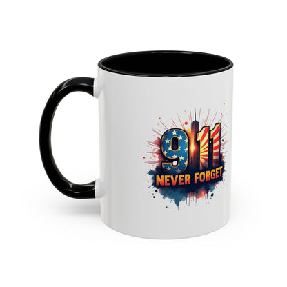 9/11 Never Forget Coffee Mug — Patriotic Memorial Accent Mug