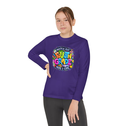 Fourth Grade Kids Long Sleeve Tee — "Watch Out Fourth Grade Here I Come"