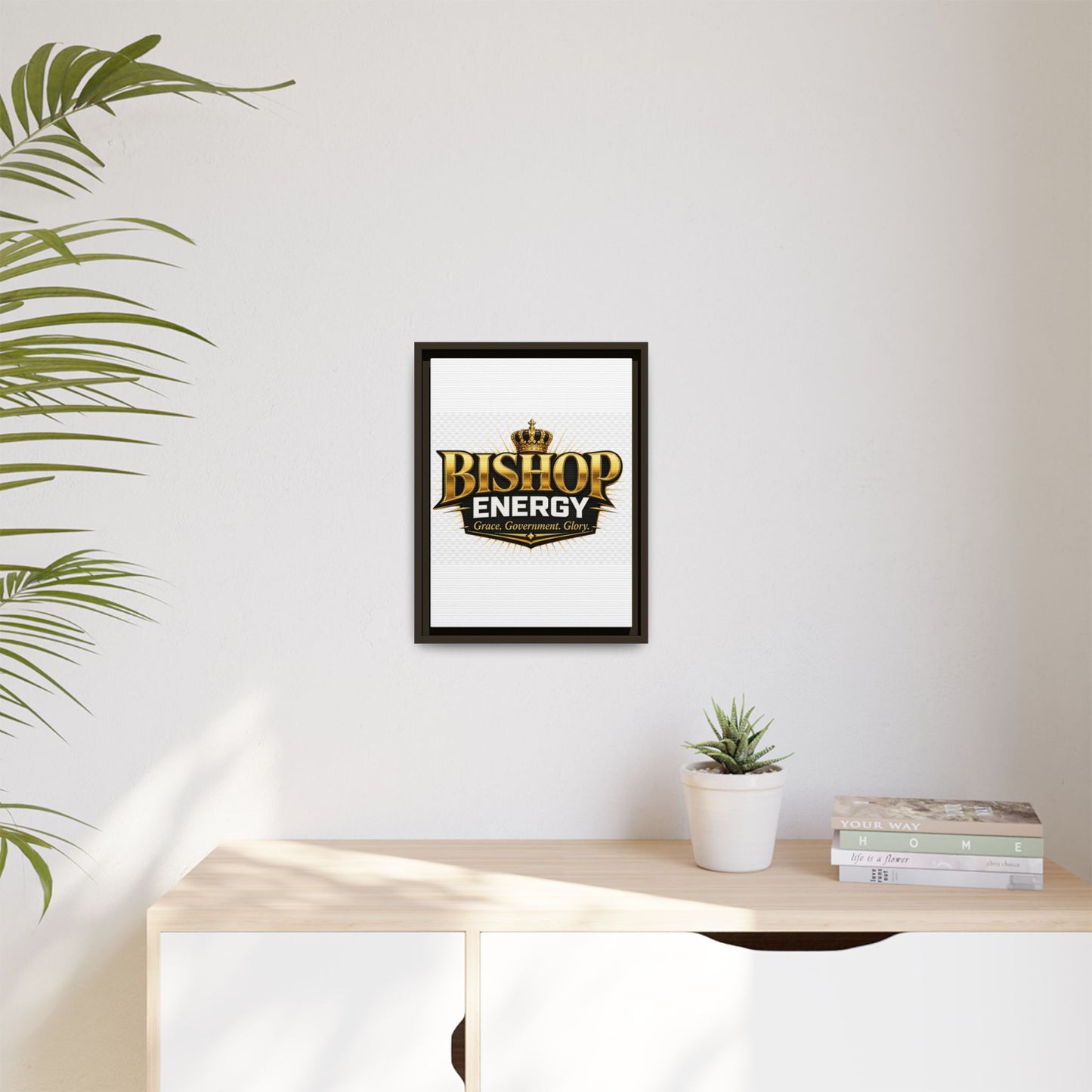 Framed Canvas Art - "Bishop Energy" Gold Crown Logo (Matte)