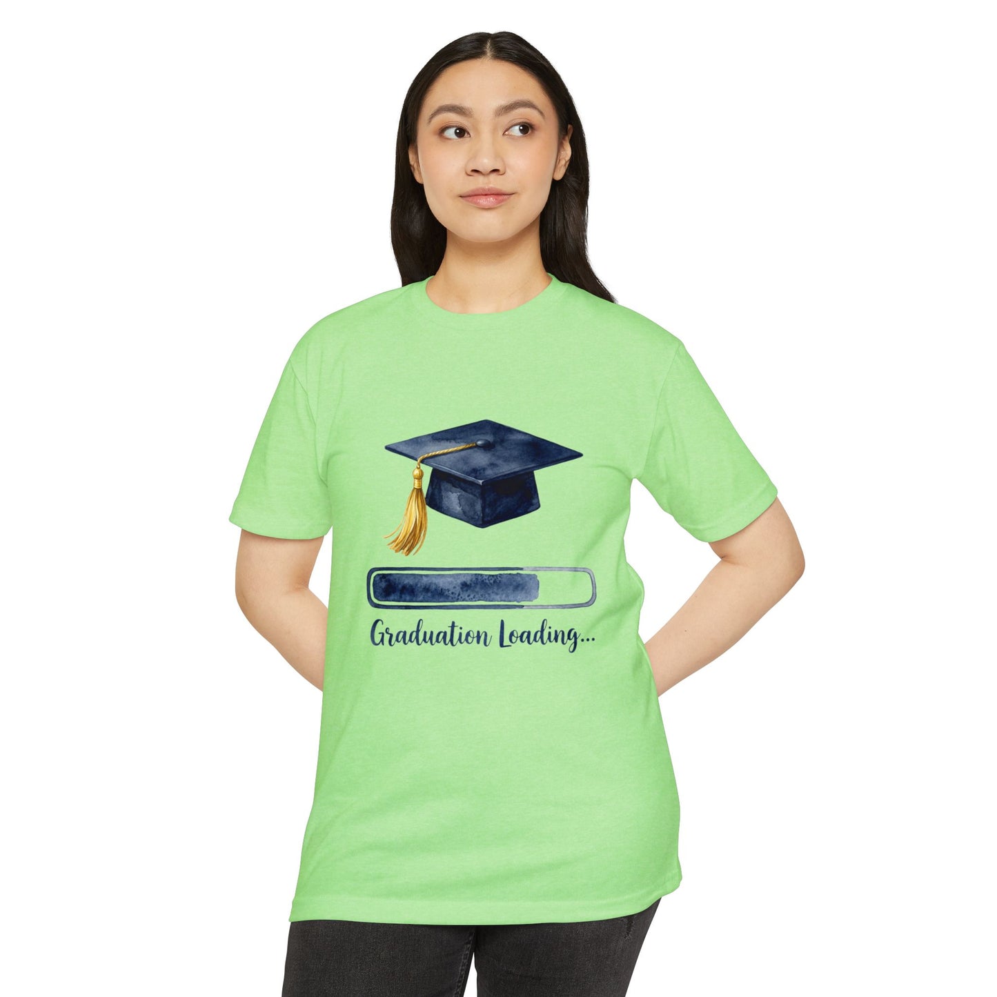 Graduation Loading T-Shirt — Cap & Progress Bar Grad Tee