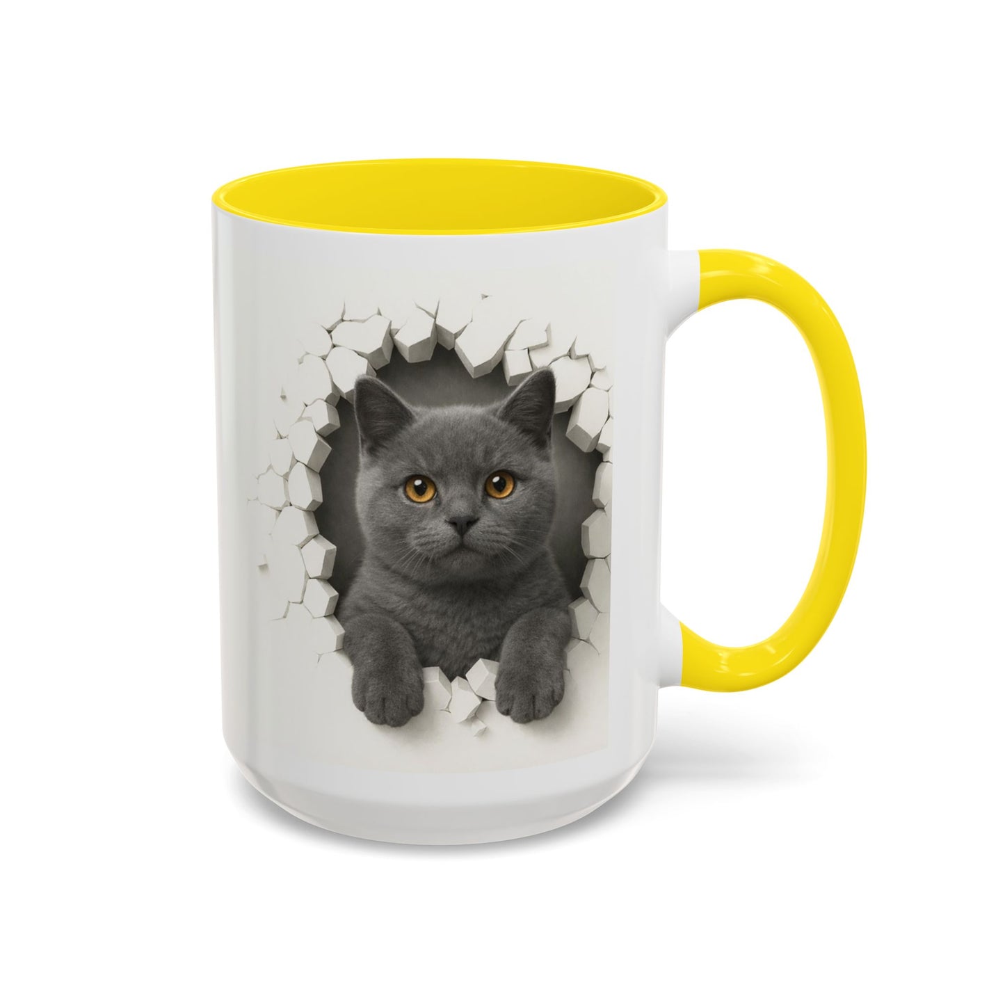 Peekaboo Grey Cat Accent Coffee Mug – Cute 11/15oz Cat Lover Gift