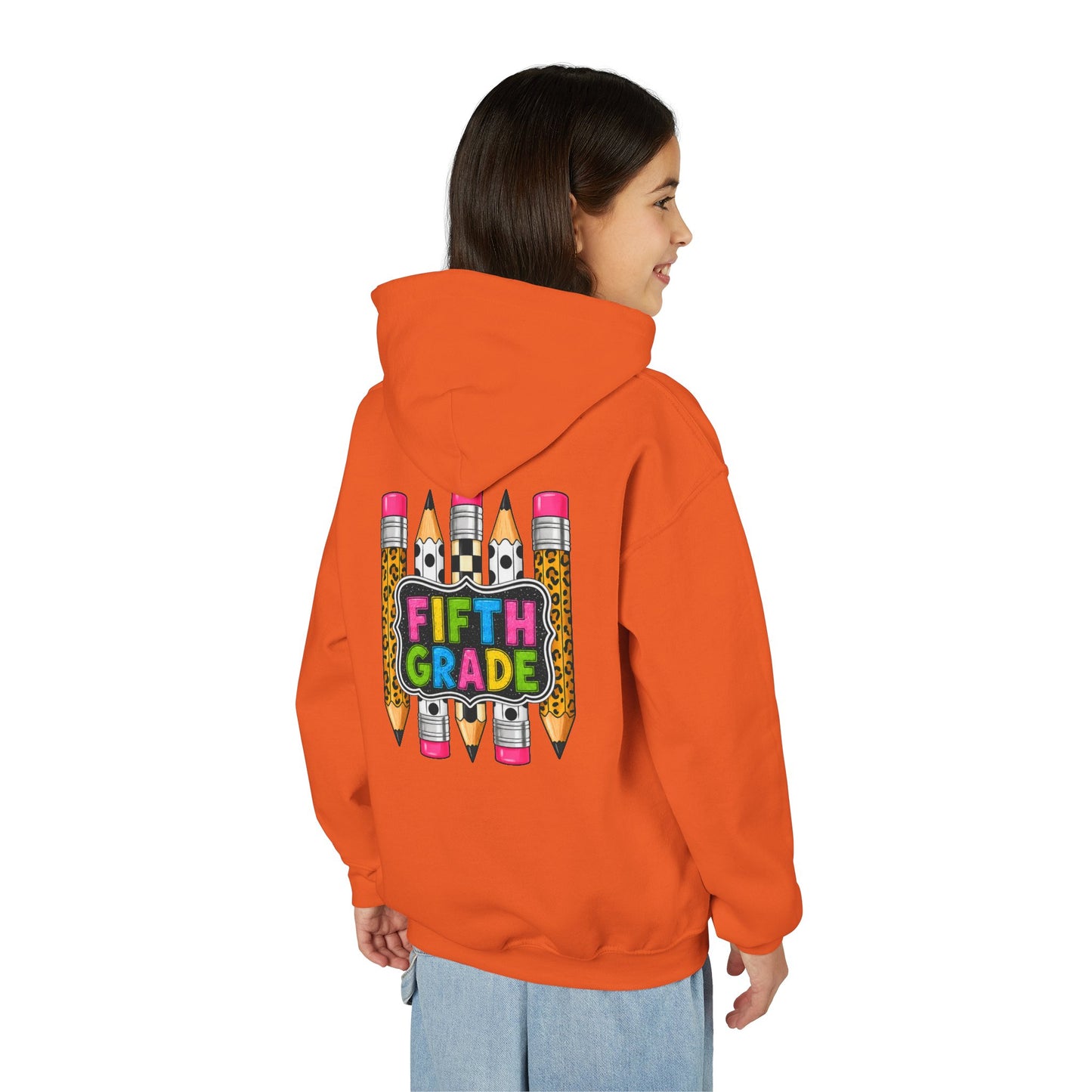 Fifth Grade Kids Hoodie — Colorful Pencil Back‑to‑School Sweatshirt for Students