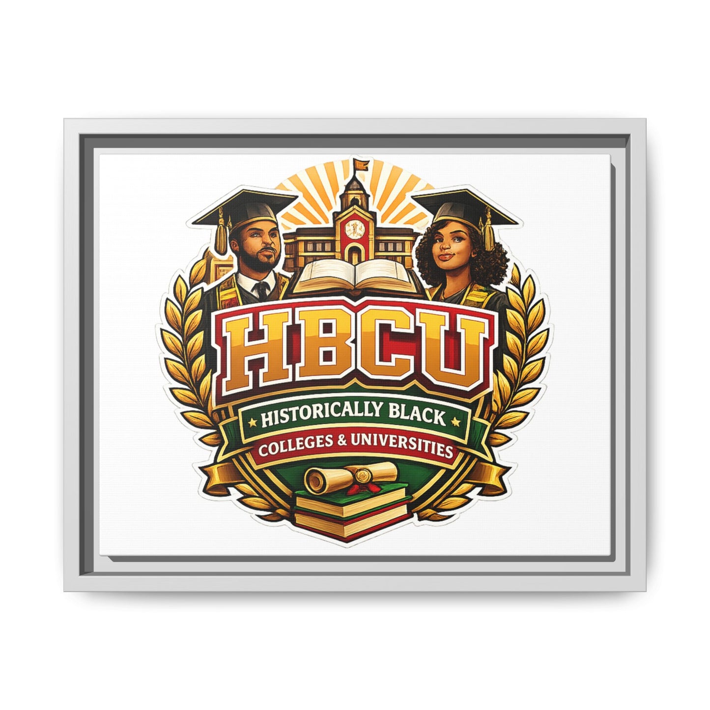 HBCU Crest Framed Canvas — Historically Black Colleges & Universities Wall Art