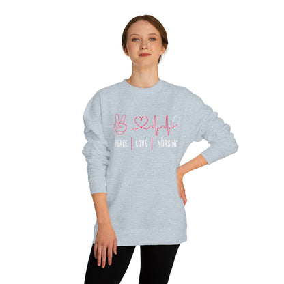 Peace Love Nursing Sweatshirt — Nurse Gifts, Heartbeat & Peace Sign Crewneck