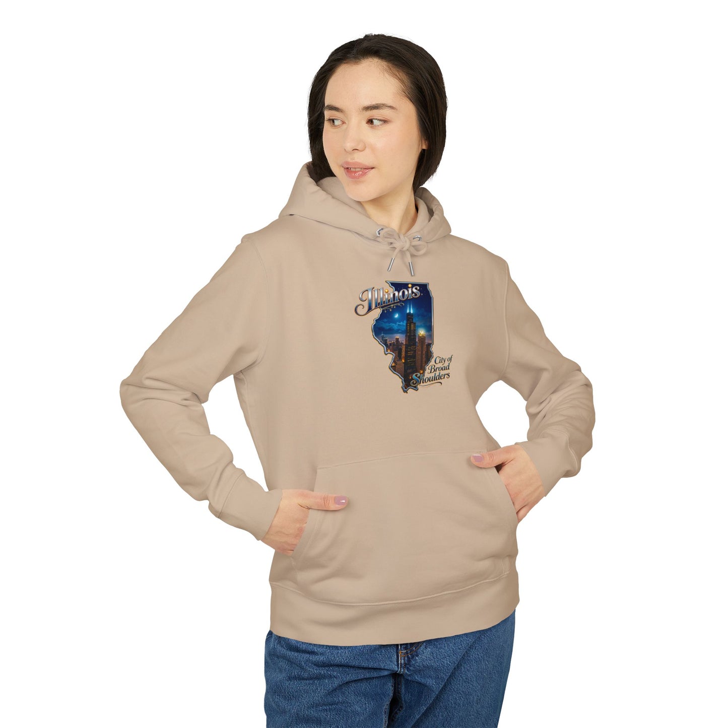 Illinois Skyline Hoodie — "City of Broad Shoulders" Retro State Map