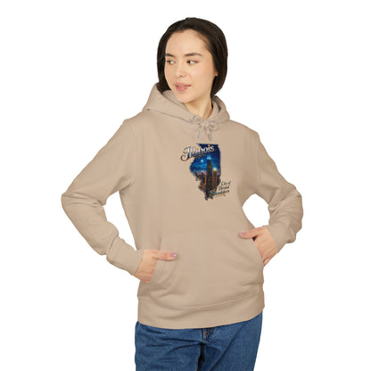 Illinois Skyline Hoodie — "City of Broad Shoulders" Retro State Map