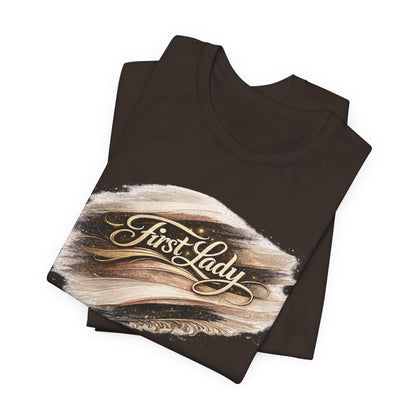 First Lady Brushstroke Tee — Elegant Script Graphic T‑Shirt