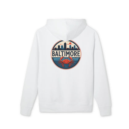 Baltimore Skyline Crab Hoodie — Retro City Emblem Pullover