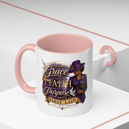 Faith & Purpose Accent Coffee Mug — First Lady Church Design (11/15oz)