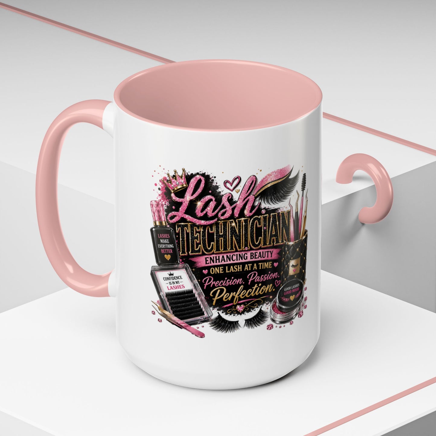 Lash Technician Coffee Mug – 'Enhancing Beauty One Lash at a Time' Accent Mug