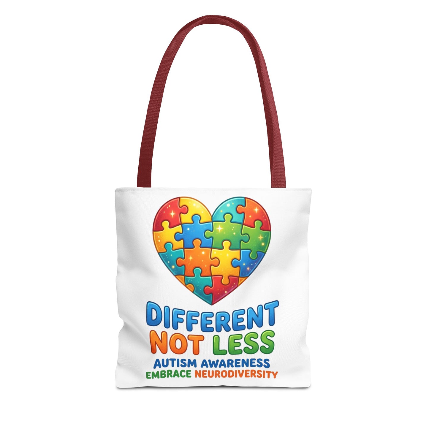 Autism Awareness Tote — "Different Not Less" Puzzle Heart