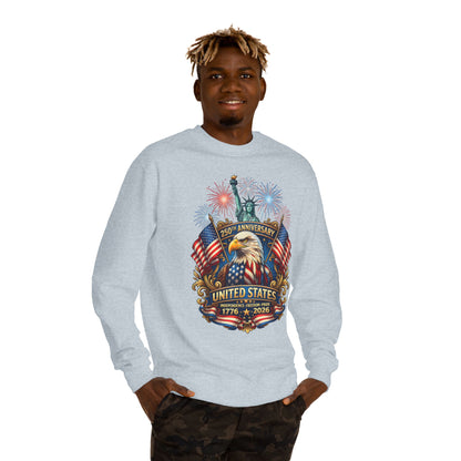 250th Anniversary United States Sweatshirt — Patriotic Eagle, Flags & Fireworks (1776–2026)