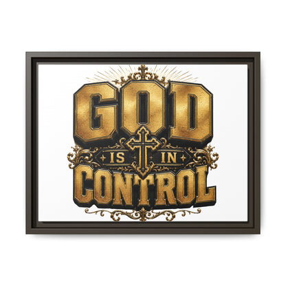 Framed Matte Canvas — "God Is In Control" Inspirational Wall Art