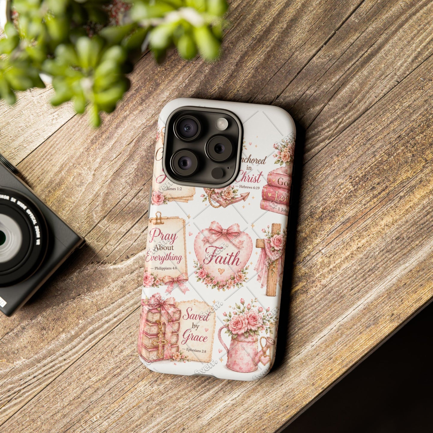 Faith Floral Phone Case – Christian Inspirational Scripture iPhone Cover (Choose Joy, Pray, Faith)