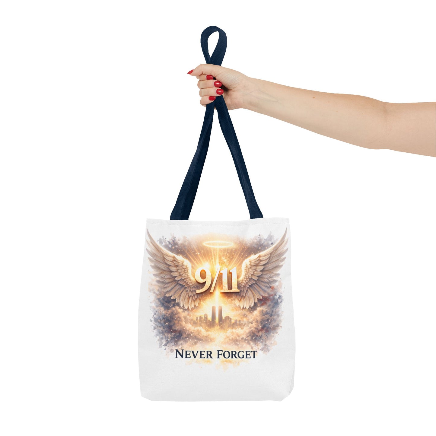 9/11 Memorial Tote Bag – 'Never Forget' Angel Wings Tribute