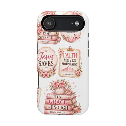 Christian Phone Case - "Fear Not, Faith Moves Mountains, Jesus Saves" Floral Magnetic Impact-Resistant Case