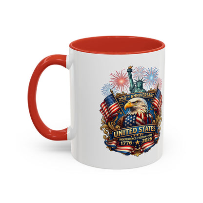 Patriotic Coffee Mug — United States 250th Anniversary Eagle & Fireworks (11/15oz)