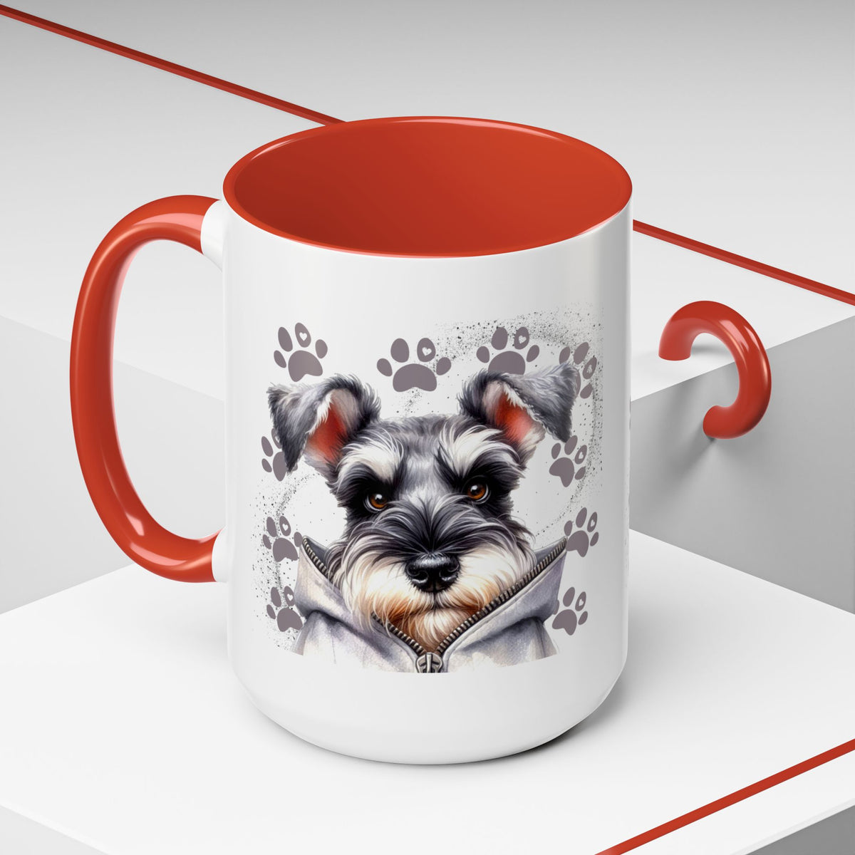 Schnauzer Paw Print Accent Coffee Mug (11/15oz)
