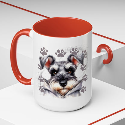 Schnauzer Paw Print Accent Coffee Mug (11/15oz)