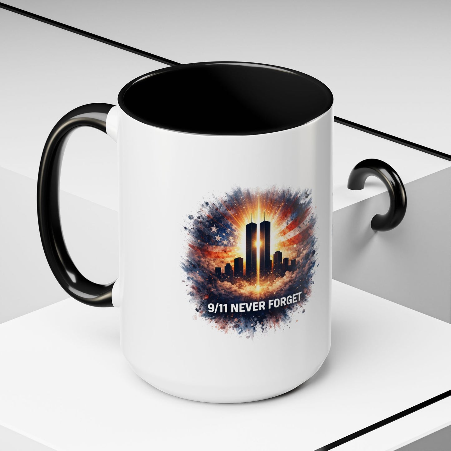 9/11 Never Forget Coffee Mug - Memorial Tribute Accent Mug (11/15oz)