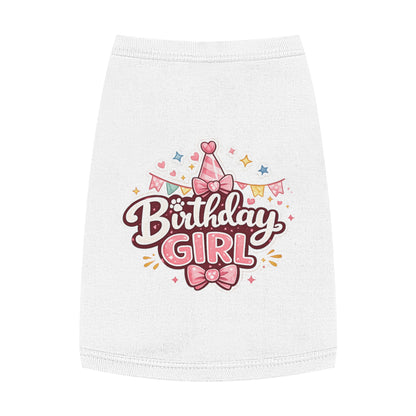 Birthday Girl Pet Tank Top - Pink Party Hat Dog/Cat Tee