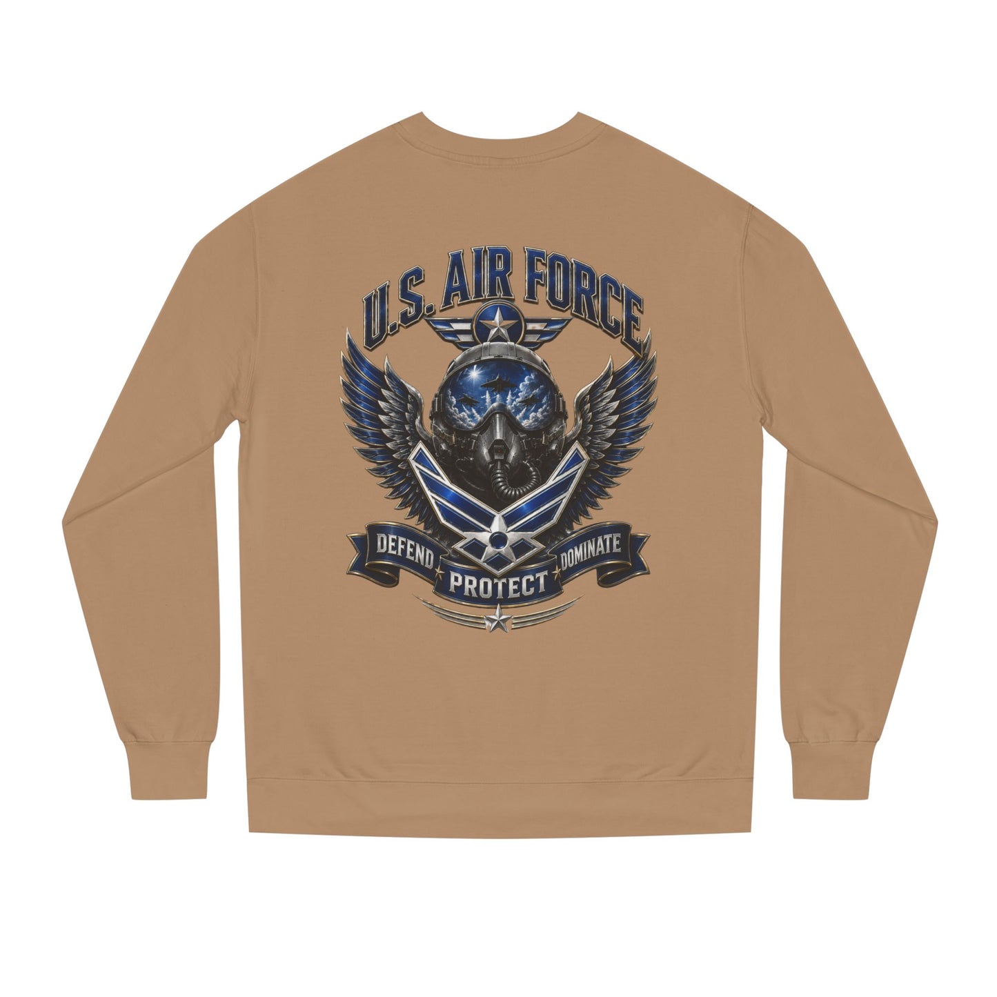 U.S. Air Force Skull Crewneck Sweatshirt — Defend Protect Dominate Tactical Pullover