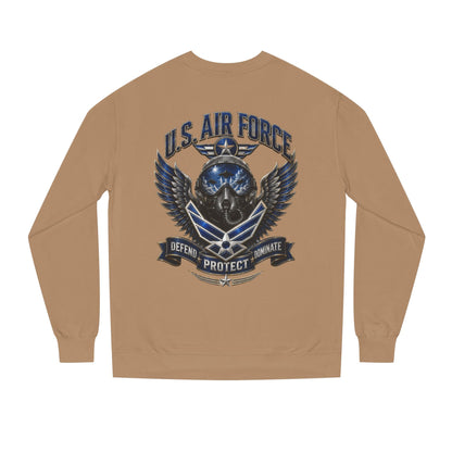 U.S. Air Force Skull Crewneck Sweatshirt — Defend Protect Dominate Tactical Pullover