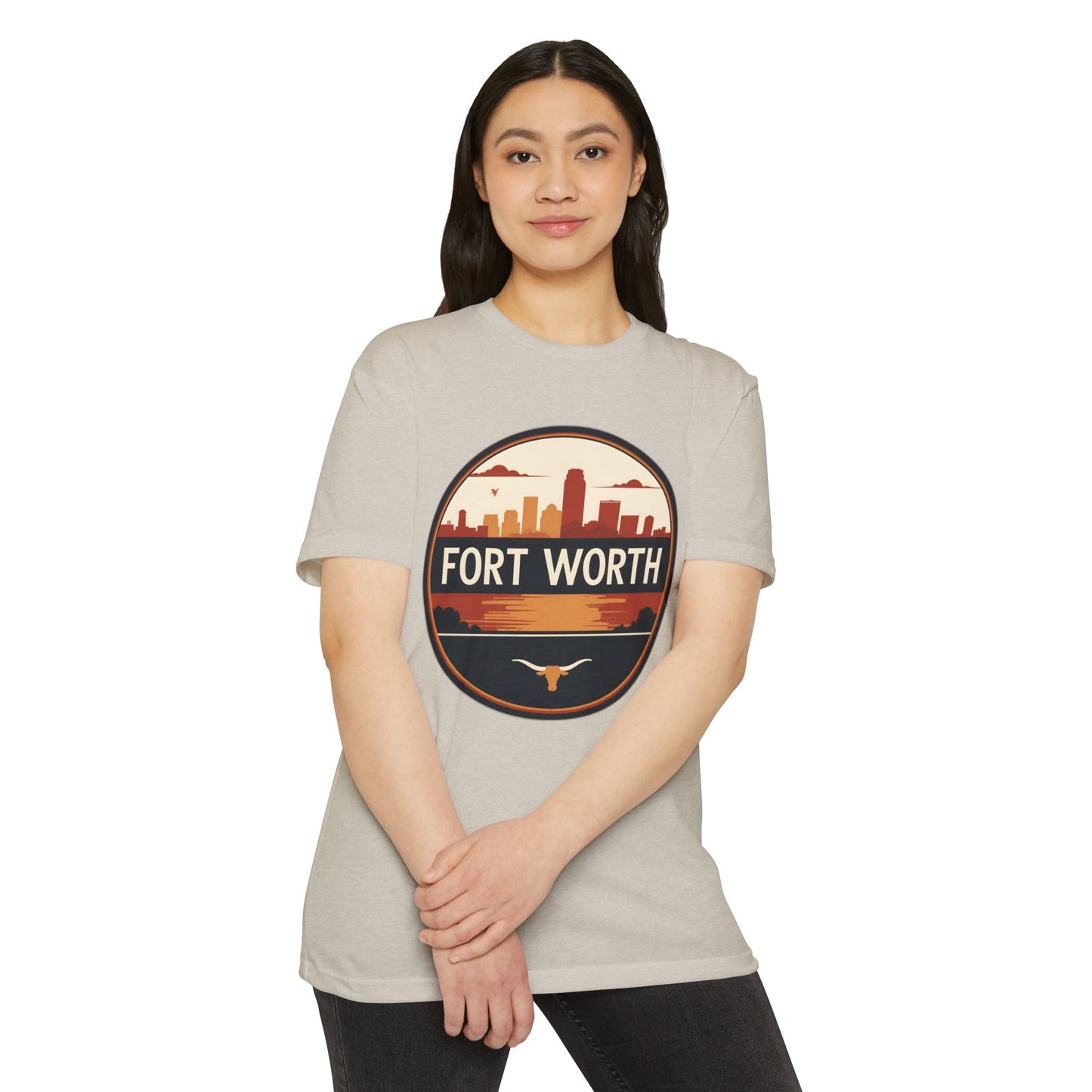 Fort Worth Skyline T-Shirt — Vintage Texas City Circle Design