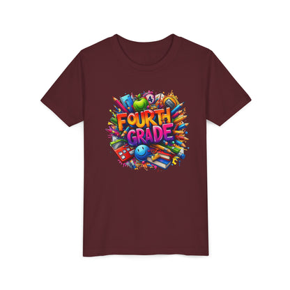 Fourth Grade Youth T‑Shirt – Colorful School Supplies Back to School Tee