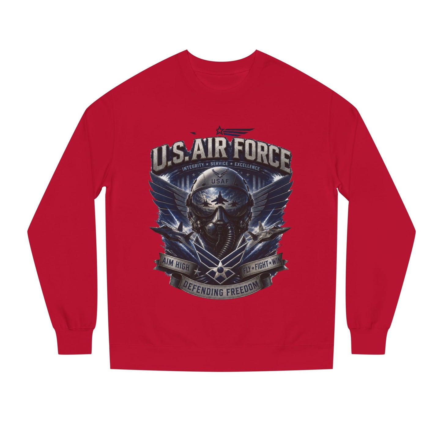 U.S. Air Force Crewneck Sweatshirt — Tactical Skull Wings "Defending Freedom"