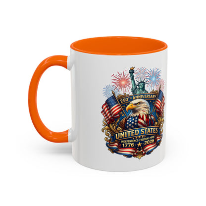 Patriotic Coffee Mug — United States 250th Anniversary Eagle & Fireworks (11/15oz)