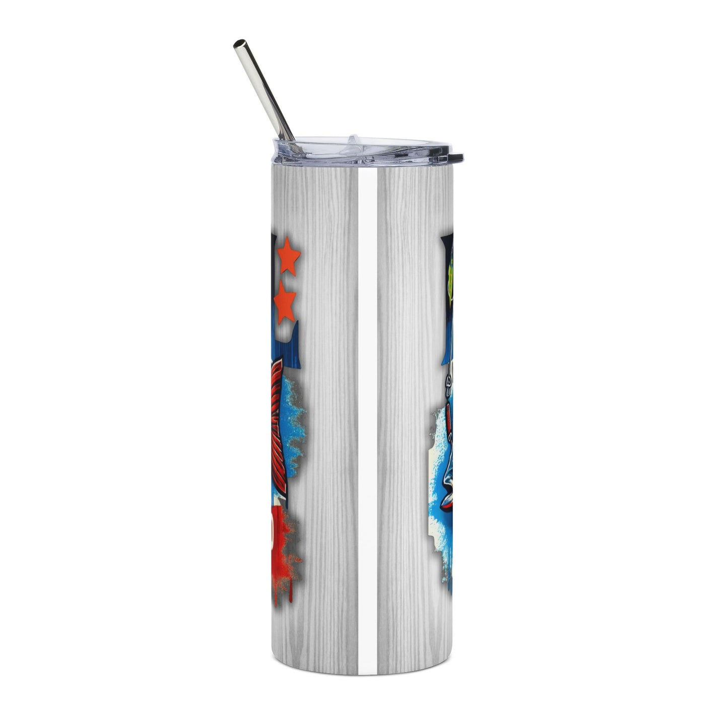 20oz Stainless Tumbler — American Flag Fish Fishing Cooler Travel Cup