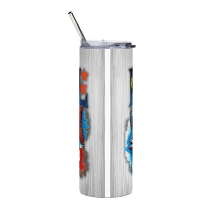 20oz Stainless Tumbler — American Flag Fish Fishing Cooler Travel Cup