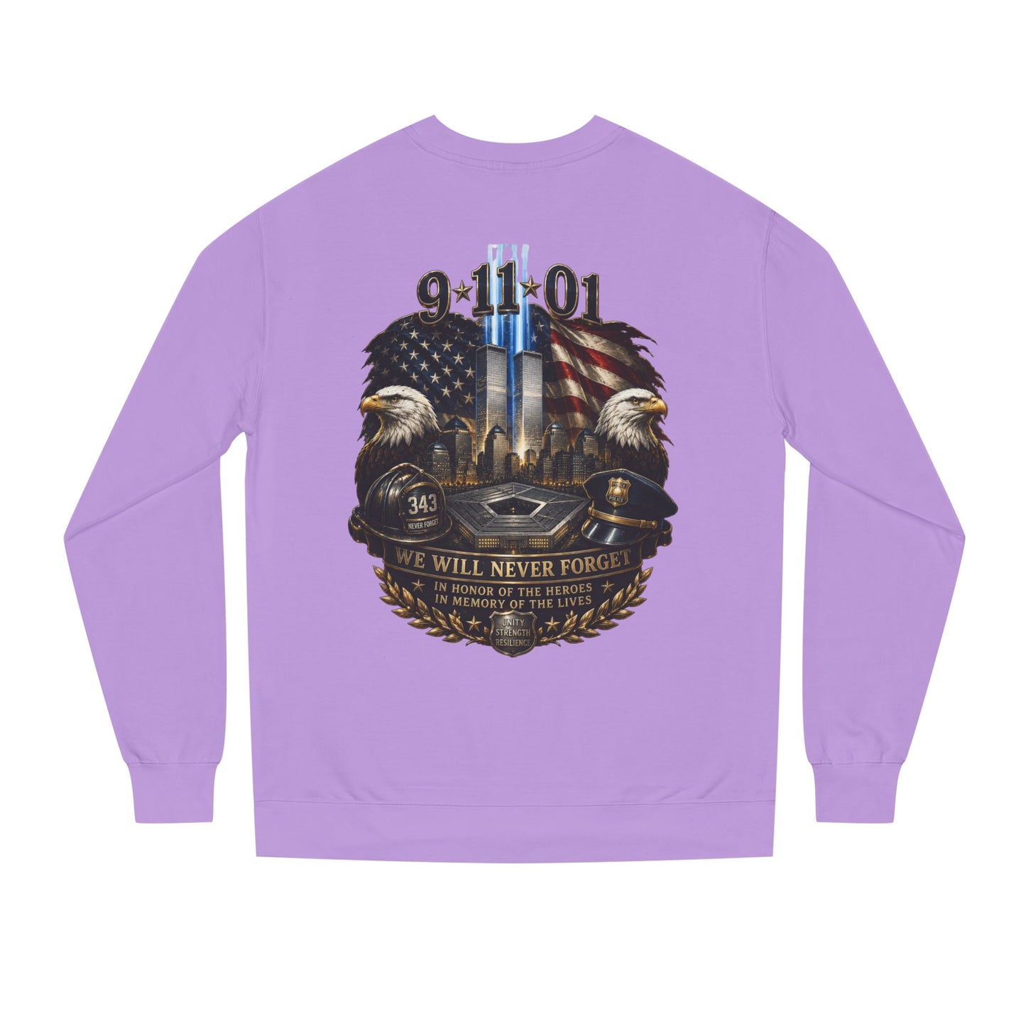 9/11 Memorial Sweatshirt — We Will Never Forget Tribute Crewneck