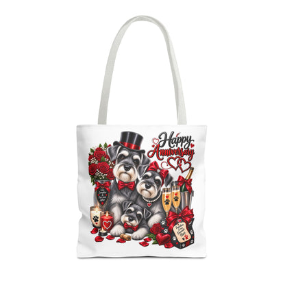 Anniversary Schnauzer Tote Bag — "Happy Anniversary" Romantic Floral Gift