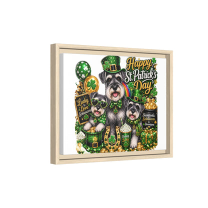 Happy St. Patrick's Day Schnauzer Canvas Print