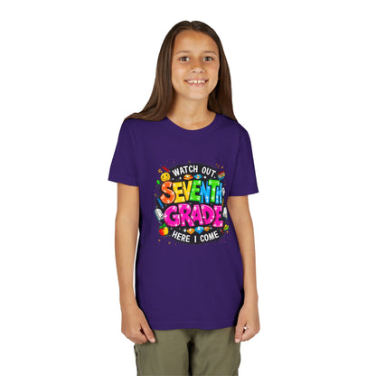 Seventh Grade Kids T‑Shirt — "Watch Out Seventh Grade Here I Come" Back‑to‑School Tee