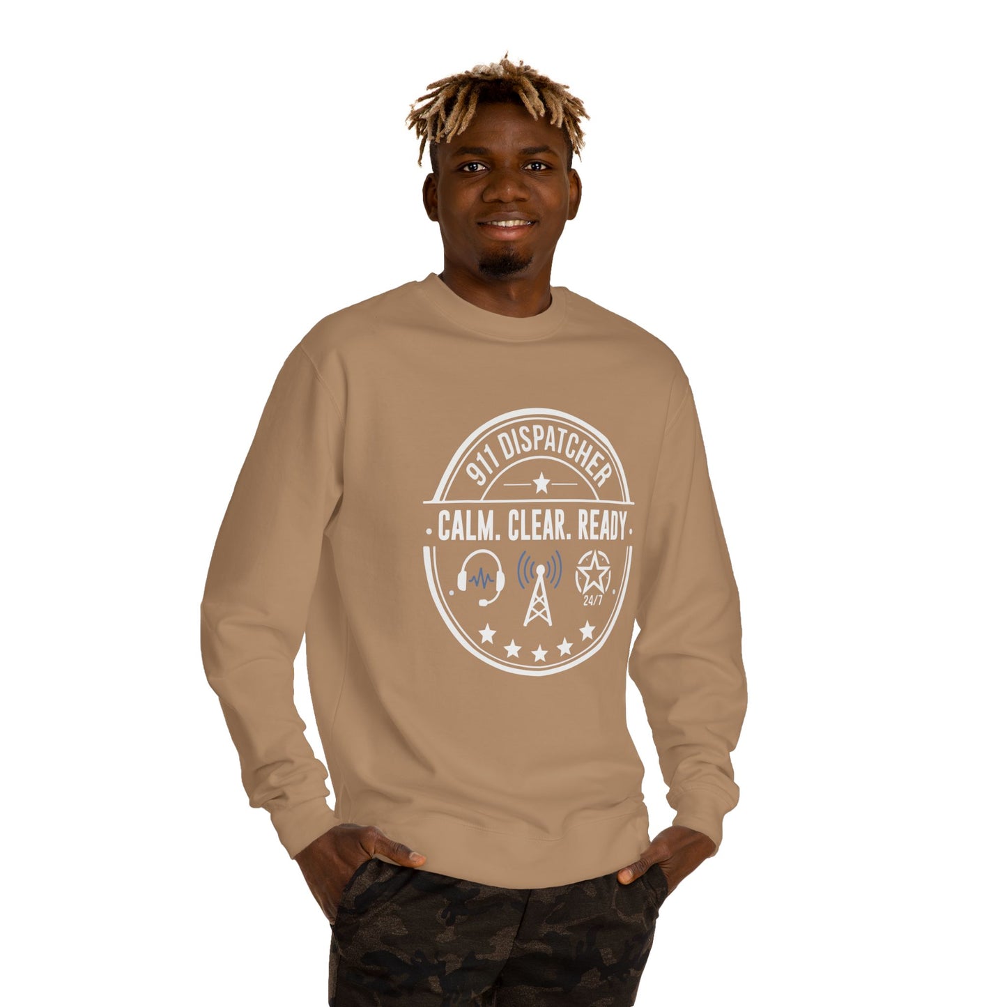 911 Dispatcher Sweatshirt - "Calm. Clear. Ready." Crewneck for Emergency Dispatchers