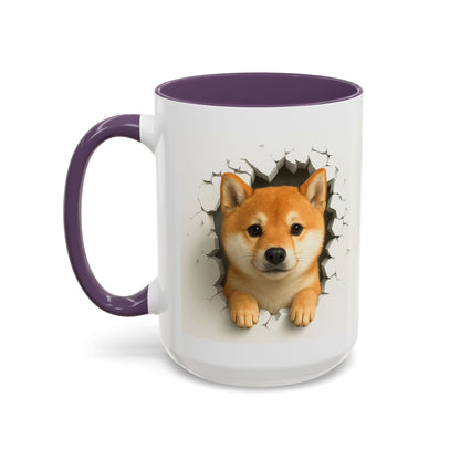 Shiba Inu Peeking Accent Coffee Mug – Cute Dog Lover Gift (11oz, 15oz)