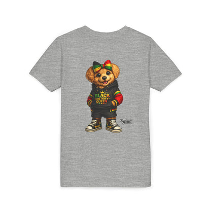Youth Tee — Black History Queen Bear Graphic T-Shirt