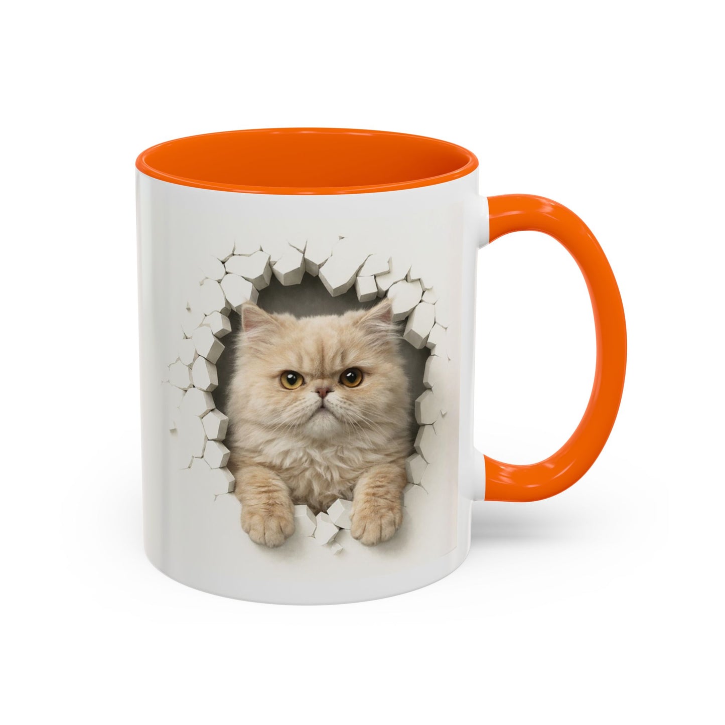 Cat Peeking Accent Coffee Mug — Cute Persian Cat Design (11/15oz)