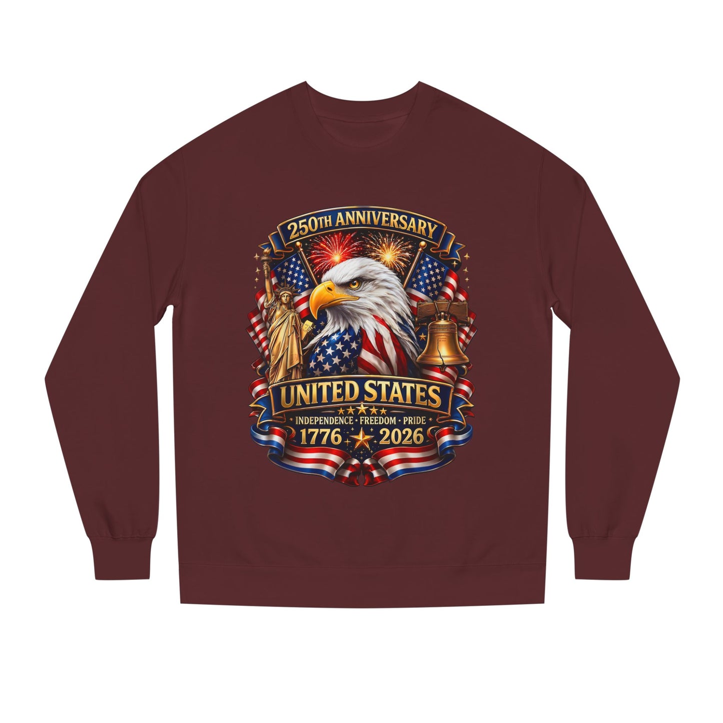 250th Anniversary United States Crewneck Sweatshirt — Eagle & American Flag 1776–2026
