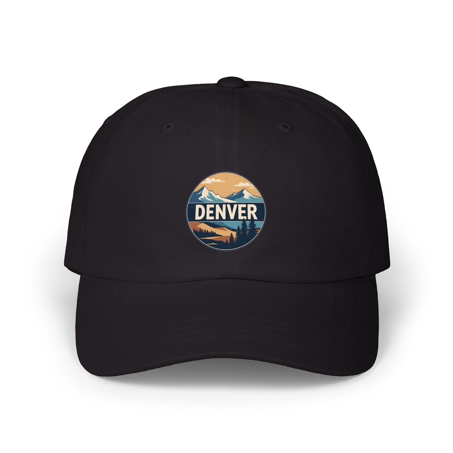Denver Mountain Dad Cap - Vintage Landscape Embroidered Baseball Hat