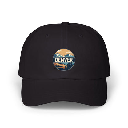Denver Mountain Dad Cap - Vintage Landscape Embroidered Baseball Hat