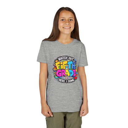 Fifth Grade T‑Shirt for Kids - "Watch Out Fifth Grade Here I Come" Back-to-School Tee